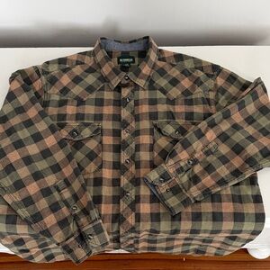 Outdoor Life Checkered Snap Front Flannel Shirt XL